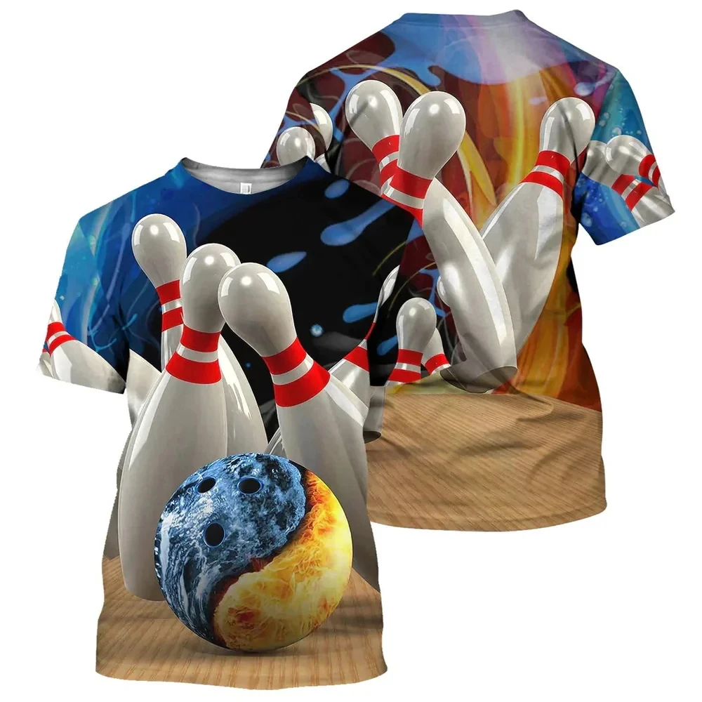 Funny Bowling Club T-shirts 3D STRIKE Printed Men\'s Clothing Fashion Female Bowling Enthusiasts Uniforms Popular O-Neck Tees Top