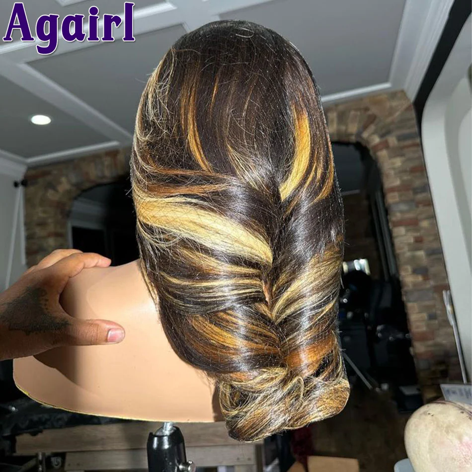 1b/27/30 Highlight Body Wave Lace Front Pruik Bruin Blond Brazilian Ready Go 13X4 Human Hair Pruiken 180% Lace Frontale Pruik Voor Vrouwen