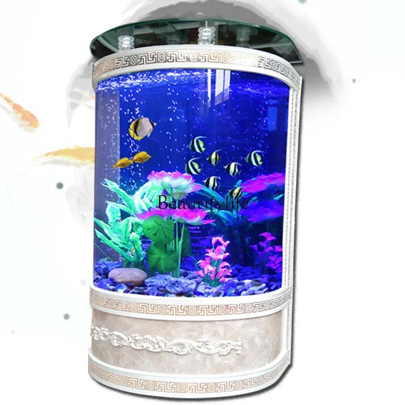 

LD33Semicircle Fish Tank Aquarium Household Living Room Large Fish Globe Glass Ecological Pot