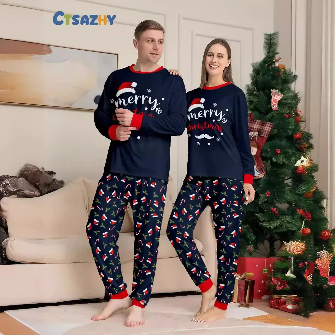 Family Christmas Pajamas Set Clothes Parent-child Matching Pajamas Suit Baby Romper Pjs Soft Sleepwear Xmas New Year Family Look
