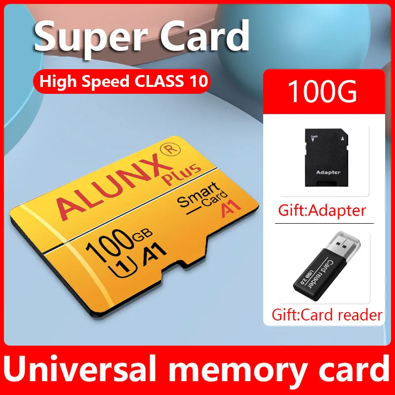 Alunx Micro TF SD CARD 100GB 128G Card512ความจำ1 2T การ์ดแฟลชคลาส10 64GB รองรับโทรศัพท์มือถือ UAV เครื่องอ่านการ์ด