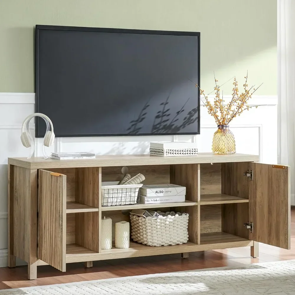 TV Stand for Living Room, 50/55/60/65 Inch Television Stands, Entertainment Center with Storage, 2 Cabinet Media Console