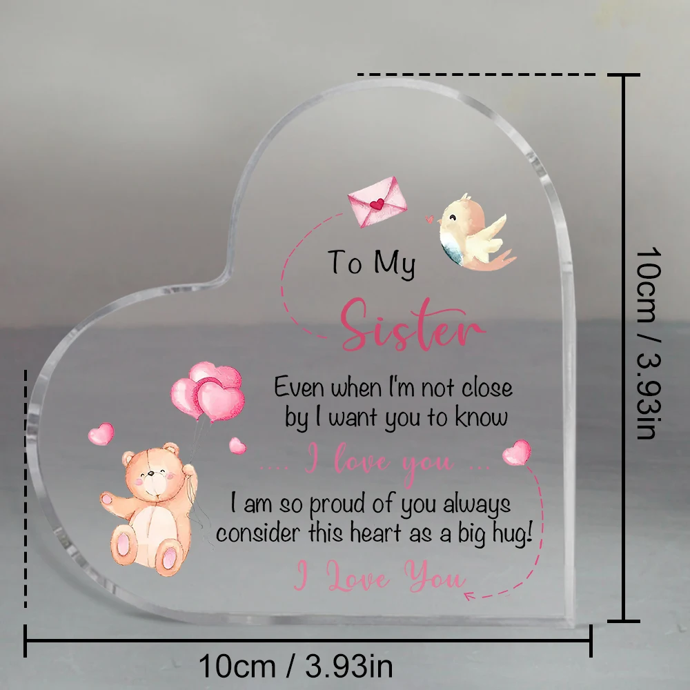 أختي تسجيل الصداقة تذكار الاكريليك الدب أفضل صديق على الإطلاق تسجيل للنساء شقيقة Besties BFF عيد ميلاد هدية الكريسماس مكتب #6