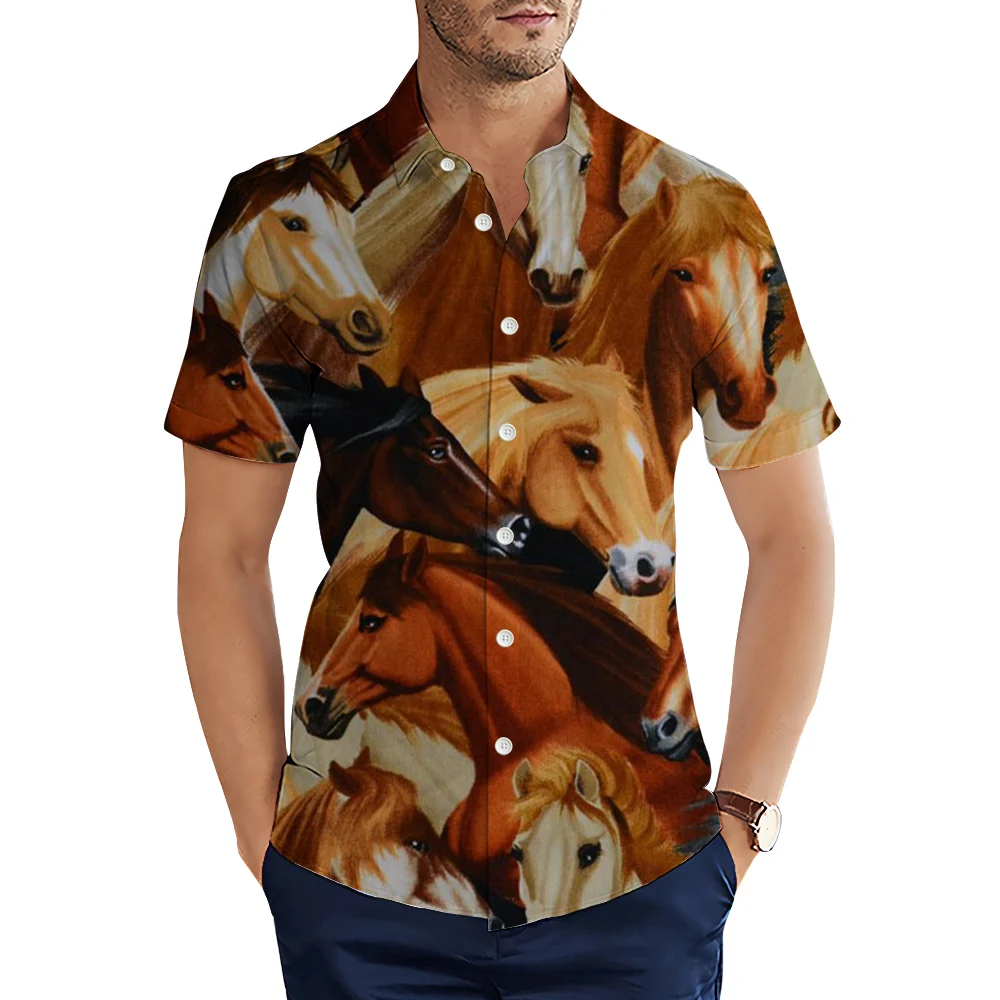 HX Animals Mens Shirts Golden Retriever Husky 3D Printed Casual Shirts Short Sleeve Tops Man Clothing Camisas Dropshipping