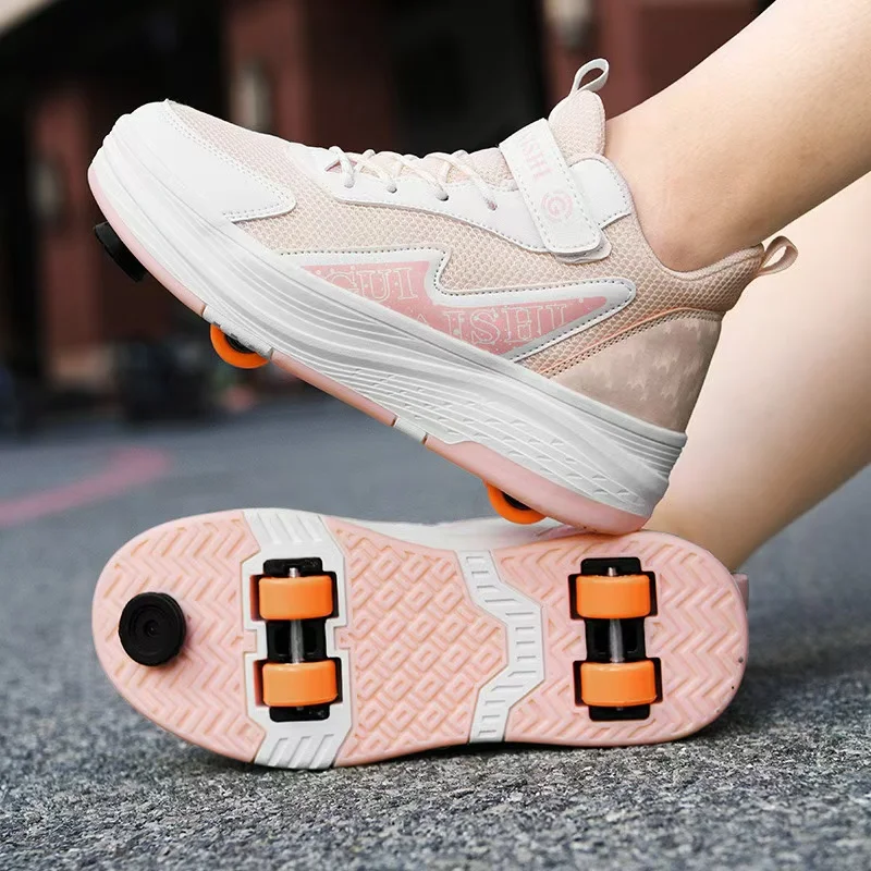 Mesh Dual-Use Roller Skate Shoes Kids Autumn Children Casual Sports Toy Gift Games Boys 4 Wheels Sneakers Girls Boots Gift