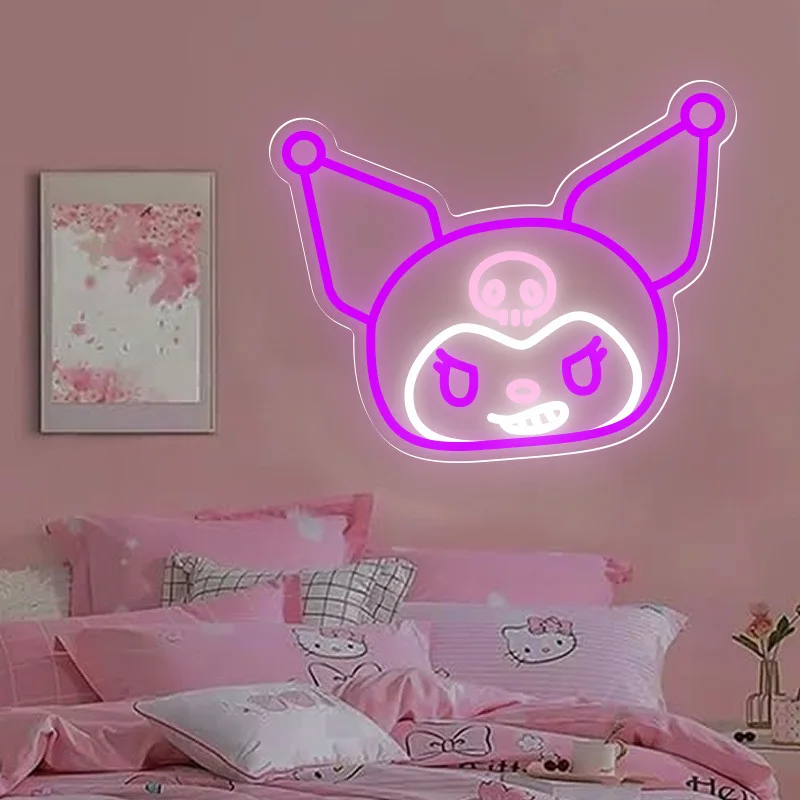 

Неоновая вывеска Kuromi с регулируемой яркостью, питанием от USB, для детских праздников, свадеб, романтических вечеров, макияжных комнат, офисов, магазинов игрушек, декора патио