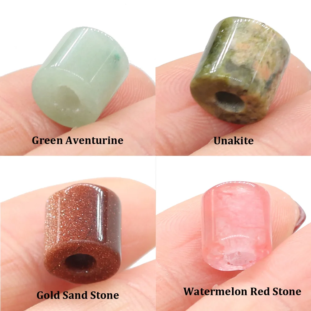 4 sztuk/zestaw 9mm kamień naturalny cylindryczny wisiorek 4mm otwór kryształowe koraliki agatowe do tworzenia biżuterii naszyjnik DIY akcesoria do bransoletki — zdjęcie 7