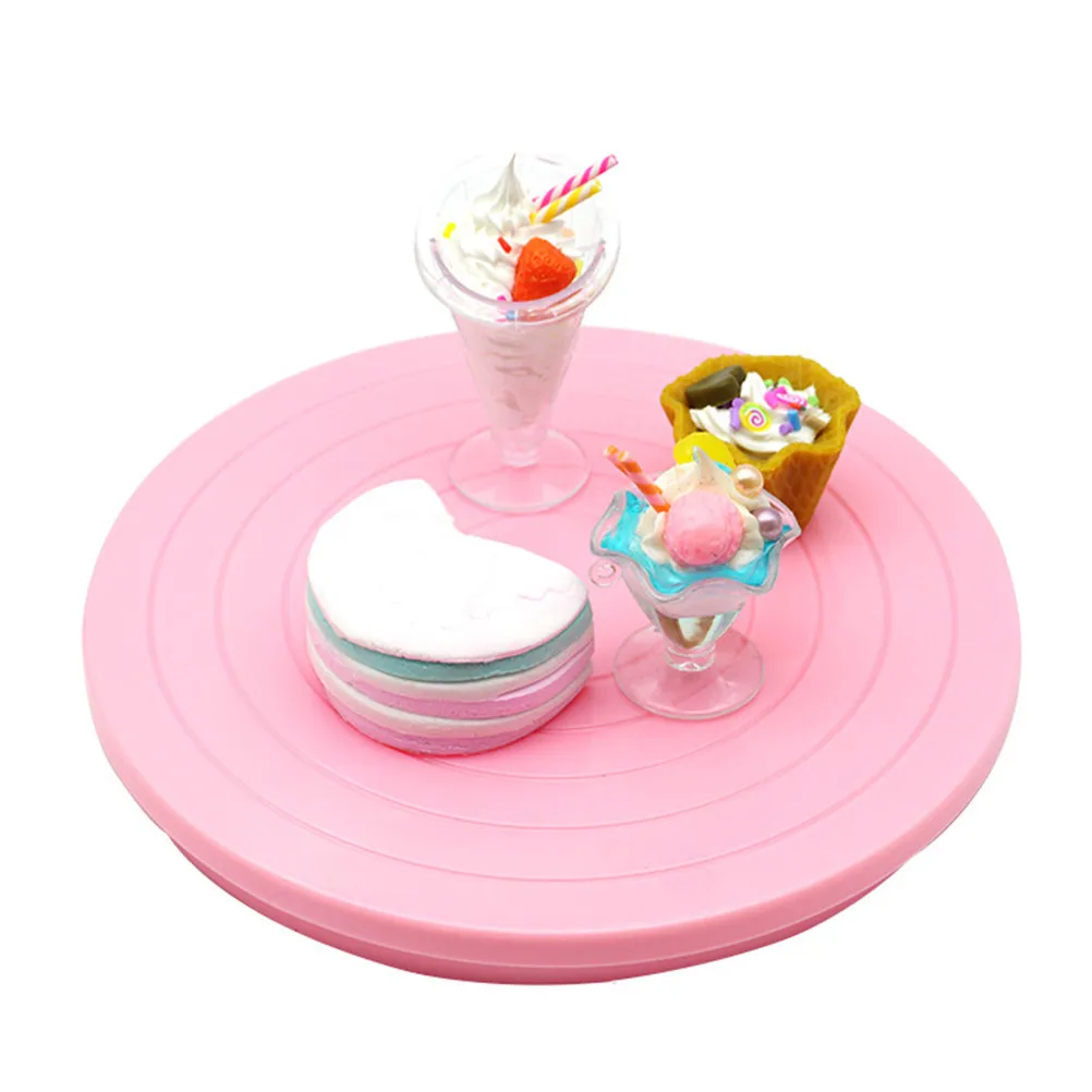 5.5 Inch Plastic Rotating Cake Turntable Premium Food Grade Material Non-Slip Degree Revolving Cake Decorating Stand
