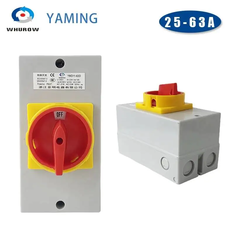 YMD11 Series Isolator Switch OFF-ON 25A 32A 3/4P Rotary Changeover Cam Main Interruptor Disconnect Safty Control Circuit LW30