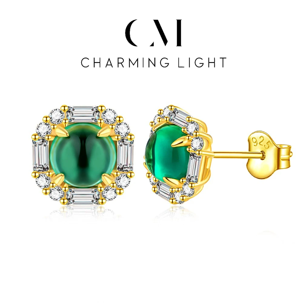 

CHARMING Luxury Create Emerald Earrings Gemstone 925 Sterling Silver For Women Handmade Jewelry Earring Fine Party Gift Hot Sale