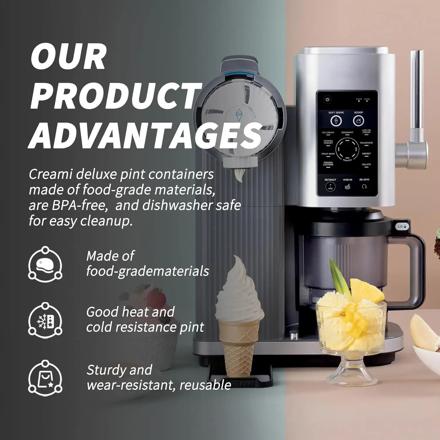 Compatible con Ninja Swirl de Creami NC700 Ice Cream MakerFits NC701 NC701Q CN701CO, 16 oz. Reemplazo de recipiente para tazas, 2 piezas