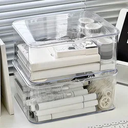Acrylic Clear Storage Organizer Box Clamshell Design for Home Office Essentials with Multi-Purpose Stationery Organizers Storage