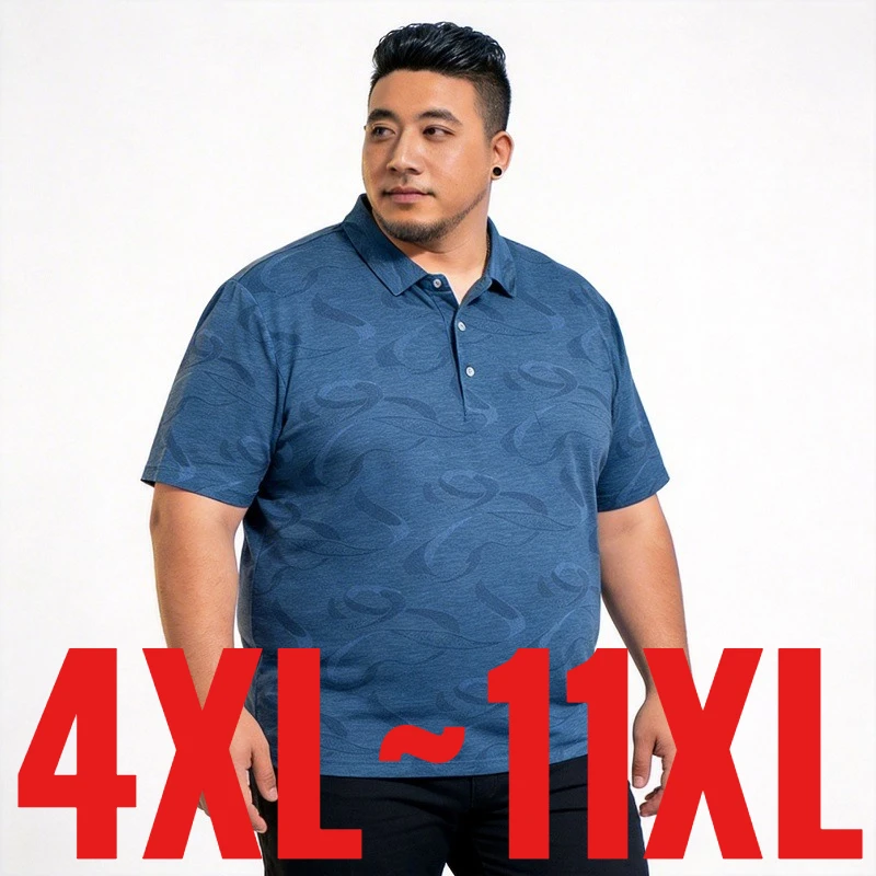 Extra Big Size 11XL Men's Polo Shirts Short Sleeve Summer Tee Top Male Plus Large Ice Silk 6XL 7XL 8XL 9XL 10XL 6 XL Giant 150kg