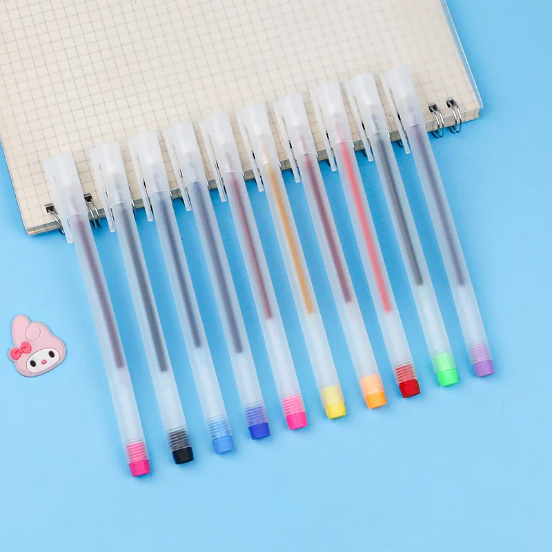 

50PCS Frosted transparent rod, three color black blue red neutral pen, water pen, simple needle tube, brush test pen