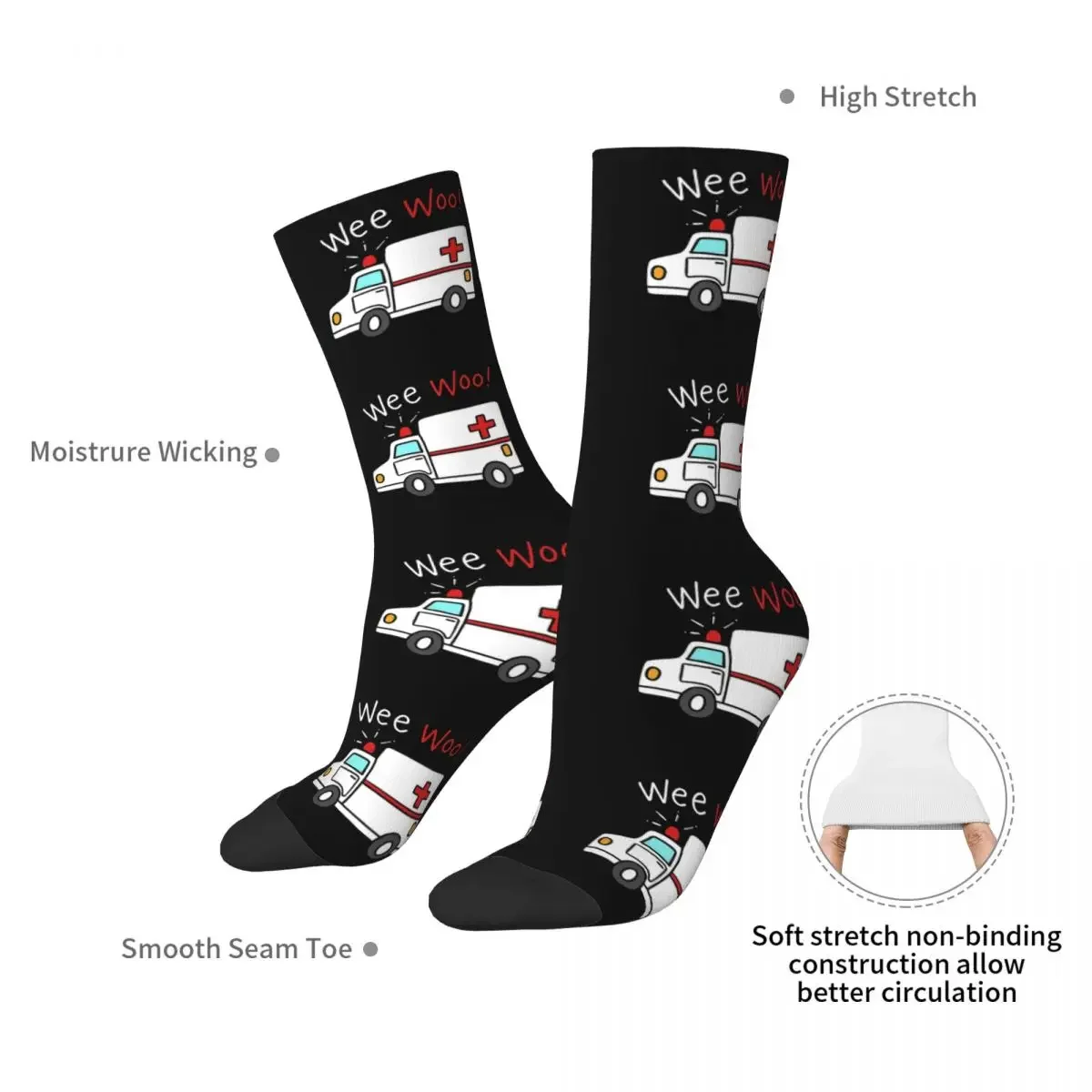 Paramedic Ambulance Socks Harajuku Super Soft Stockings All Season Long Socks Accessories for Man's Woman's Birthday Present