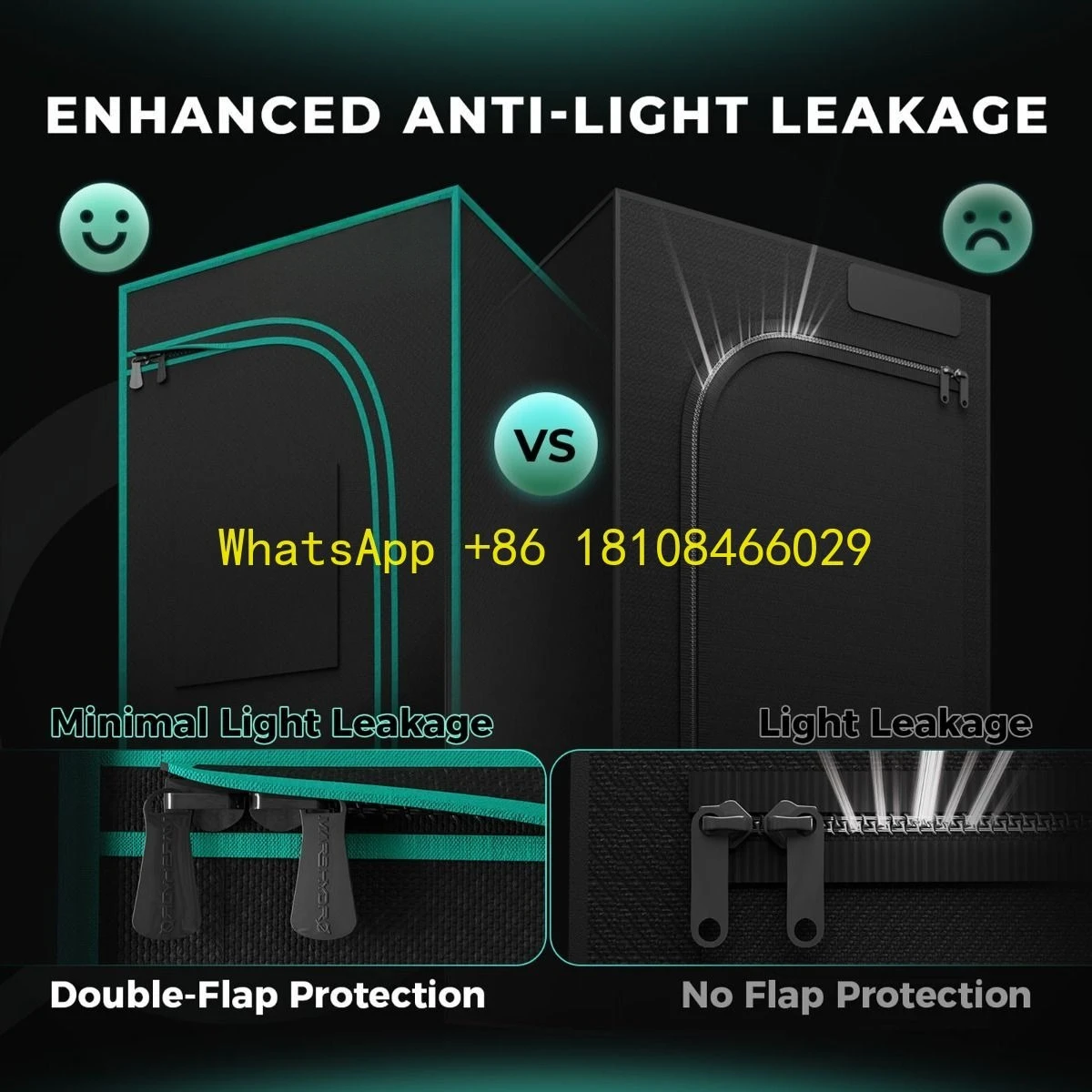 

Grow Tent for Incipient Big Scale Indoor Grow 8x4x6.5ft (240X120X200cm) Mars Hydro Custom 1680D Hydroponic Large 8x4