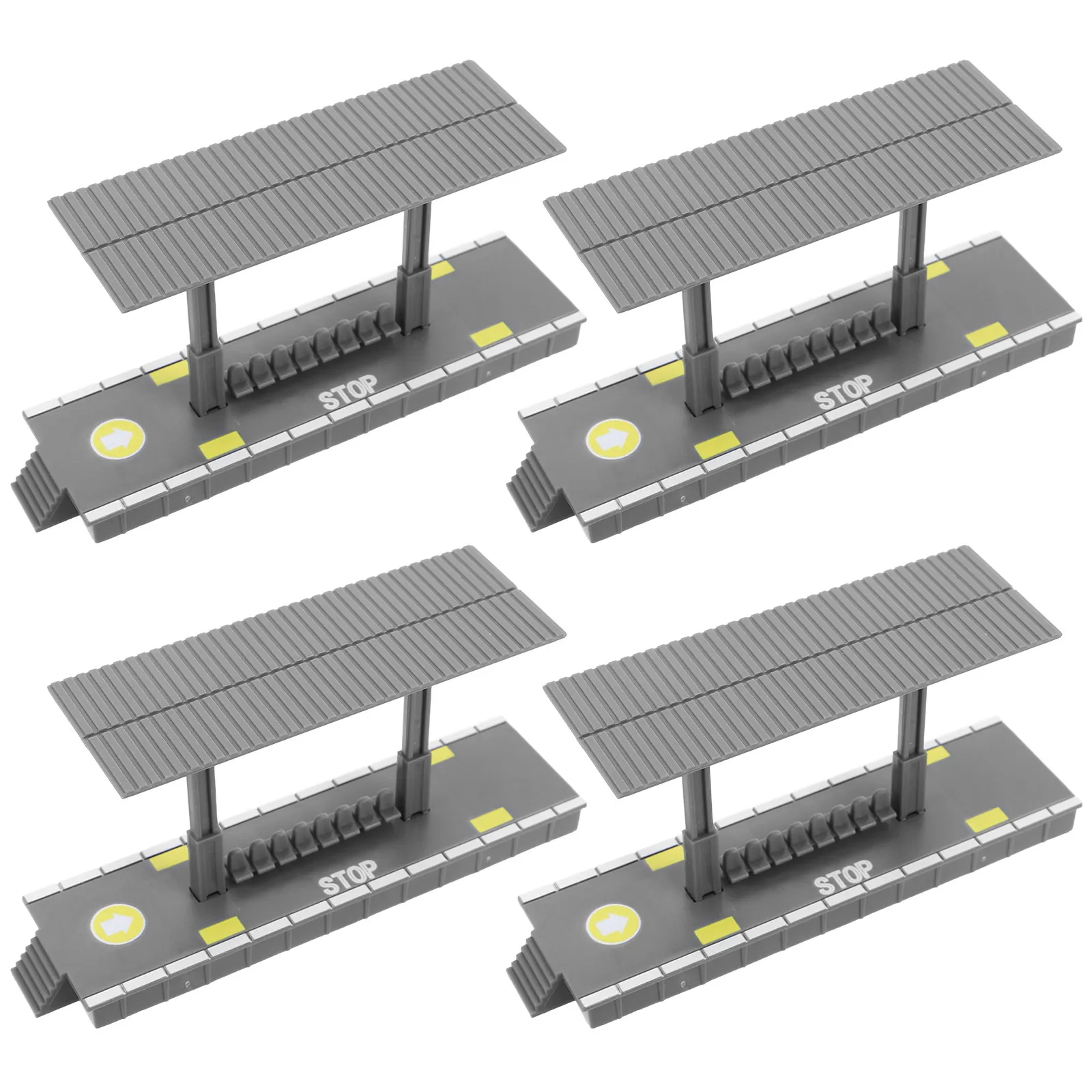 

4Pcs DIY Train Railway Station Platform Creative Simulation Station Accessories for Kids Pretend Railway Scene Play