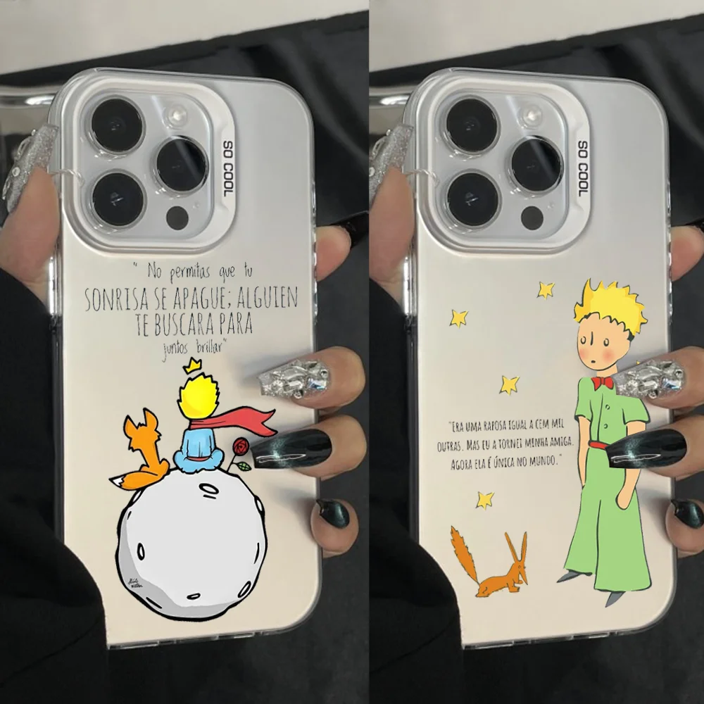 

L-Little fairy tale P-Prince Phone Case For iPhone 16,15,14,13,12,11,Pro,Max,Plus,Mini,XS,SE Anti Fall Gray Silver Matte Bumper