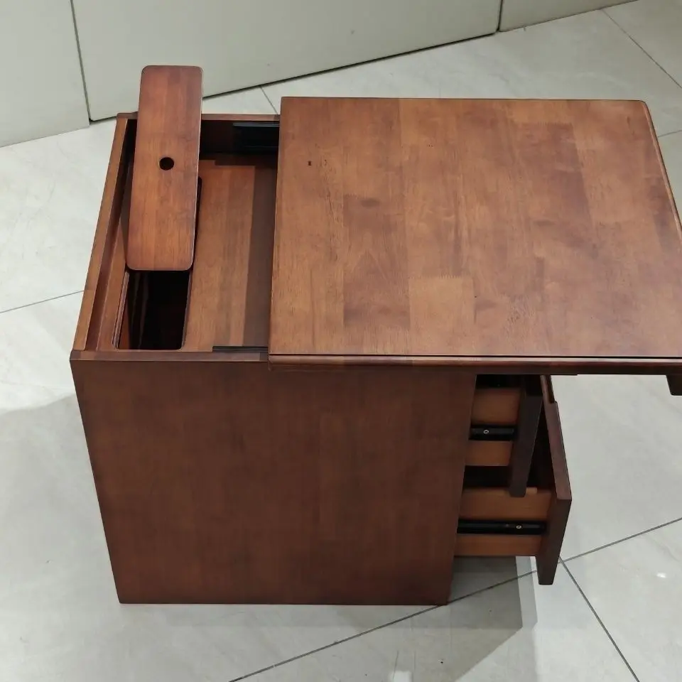 New Chinese bedside table, solid wood with hidden compartment, induction unlocking, simple bedroom bedside safe
