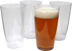 Pack 4PCS 20oz Plastic Reusable Party Glass Free BPA Plastic Pint Glass for Beer Cups Colorful Stackable Plastic Cups