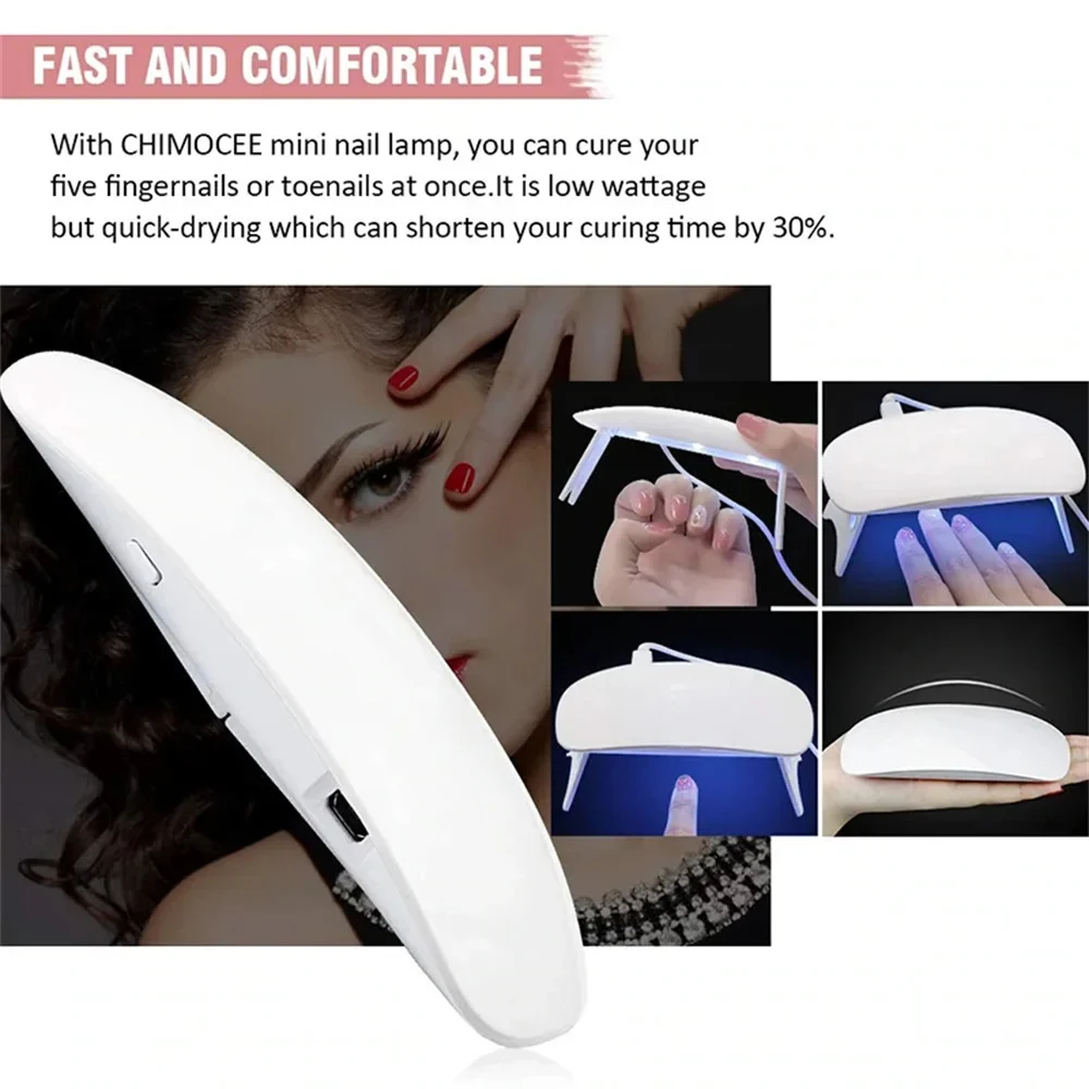 Mini secador de uñas de 6W, lámpara Led UV blanca y rosa, interfaz Usb portátil, muy conveniente para uso doméstico