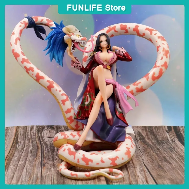 Anime periféricos figura forma de cobra boa hancock sentado pose modelo ornamento anime figura de ação brinquedo colecionável presente