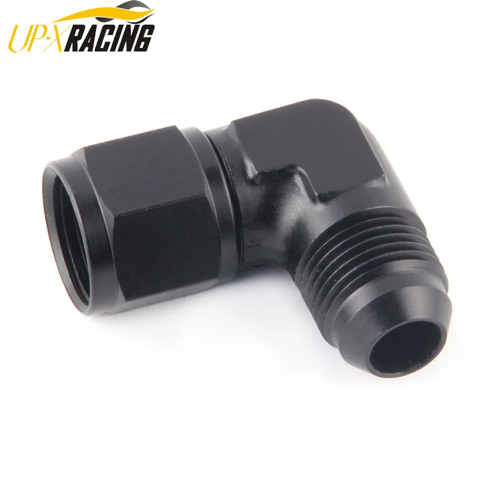 Oil Fuel Fittings Anodized Aluminum  Adapter 90 Degree Female AN6 8 10 Swivel Adaptors To Male Black JT24