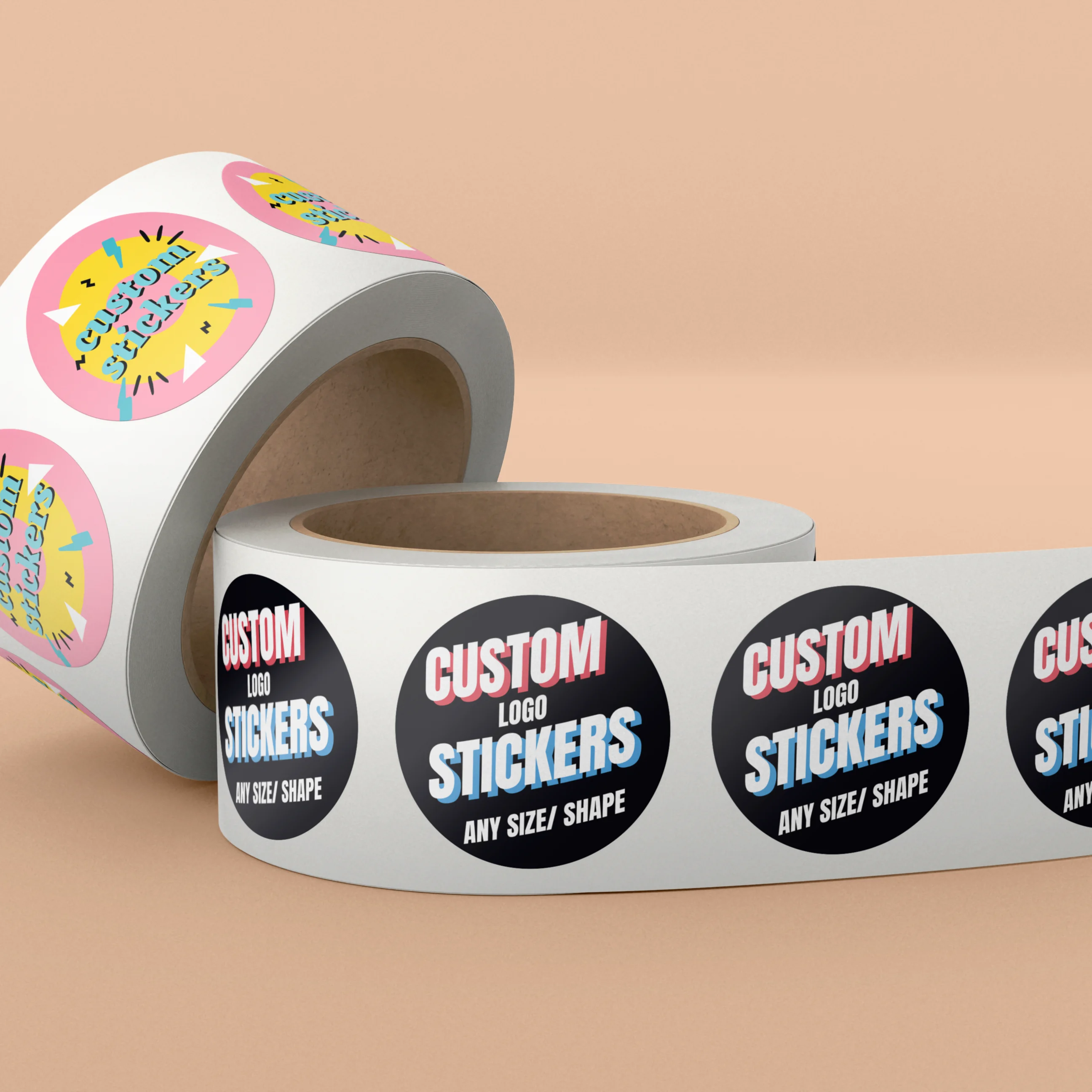 Produsen stiker kustom Logo cetak nama merek pribadi gulungan perekat Pegatinas Personalizadas untuk kemasan