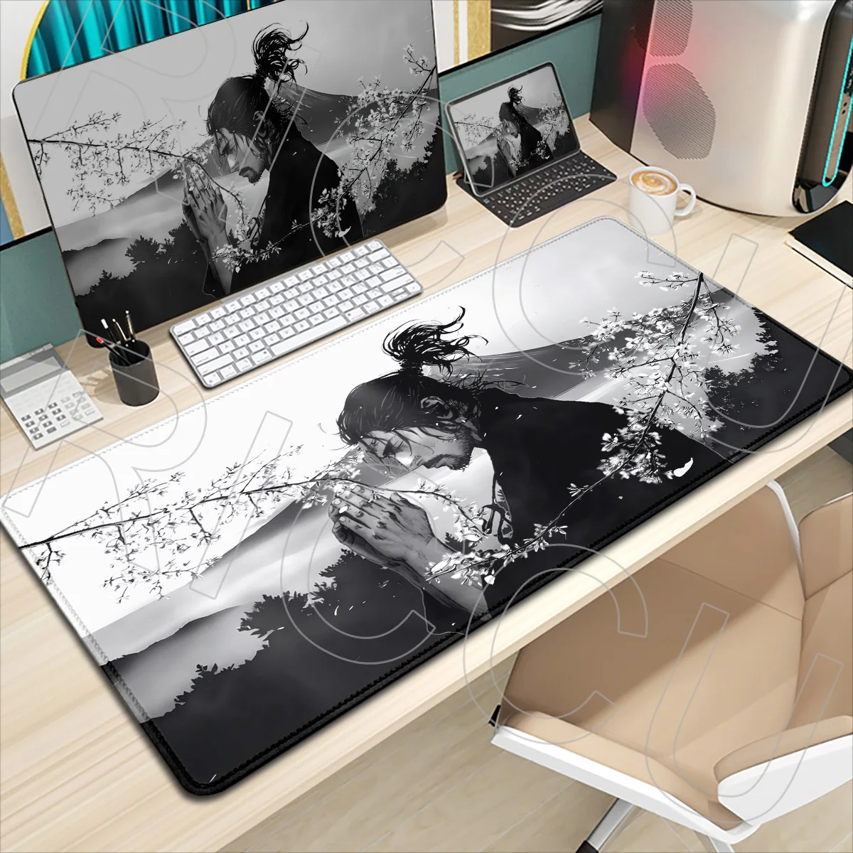 HD print XXL Japan Samurai Miyamoto Musashi Mouse Pad Rug Vagabond Manga Keyboard Anime Gaming PC Accessories Carpet Desk Mat
