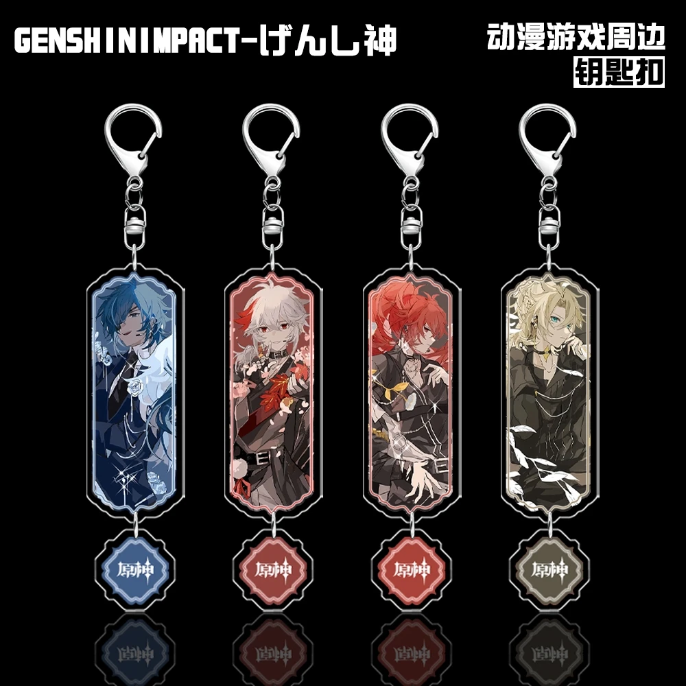 

Anime Genshin Impact Xiao Zhongli Albedo Kaedehara Kazuha Cosplay Double-sided Interlayer Keychain Pendant High Appearance Level