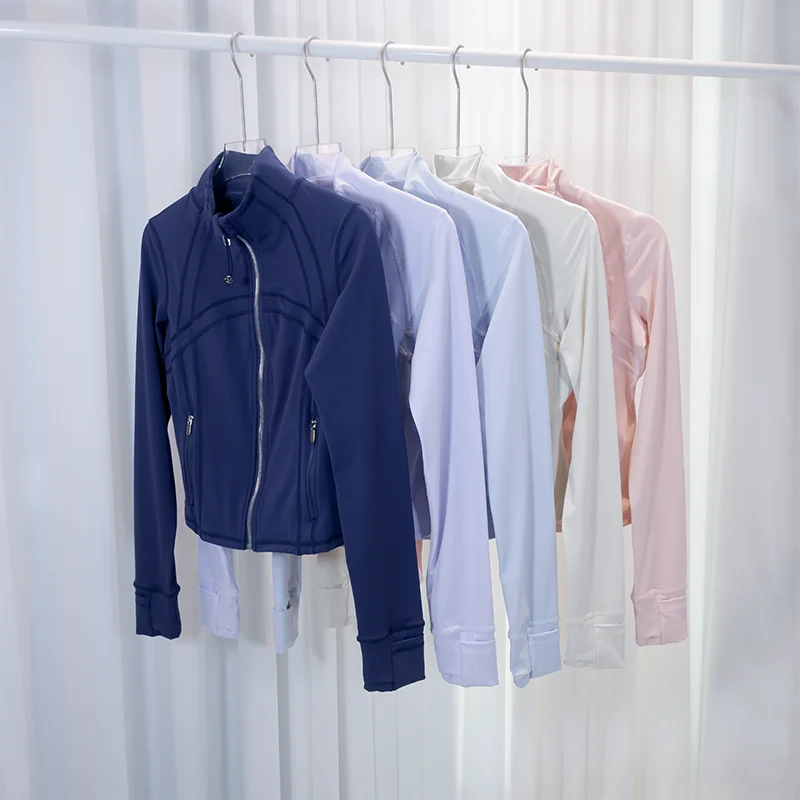 Women's Yoga Short Sports Jacket with Gold Zipper - Slim Fit Gym Workout Jacket image 3