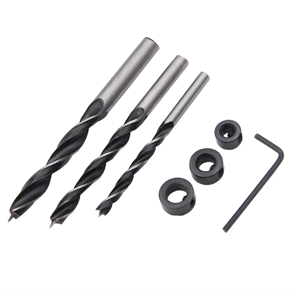 14pc 15 ° Blue Woodworking Oblique Hole Locator 7pc Drilling Regulator Limit Three-point Woodworking Drill Tool Set