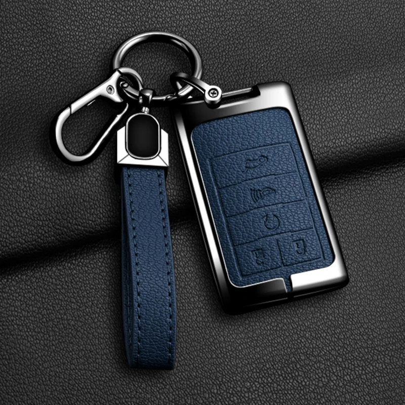 Zinc Alloy Leather Car Key Case Fob Cover for Chevrolet C7 Corvette Cadillac DTS SLS SRX XLS STS Escalade CTS ATS 28T CTSV XTS