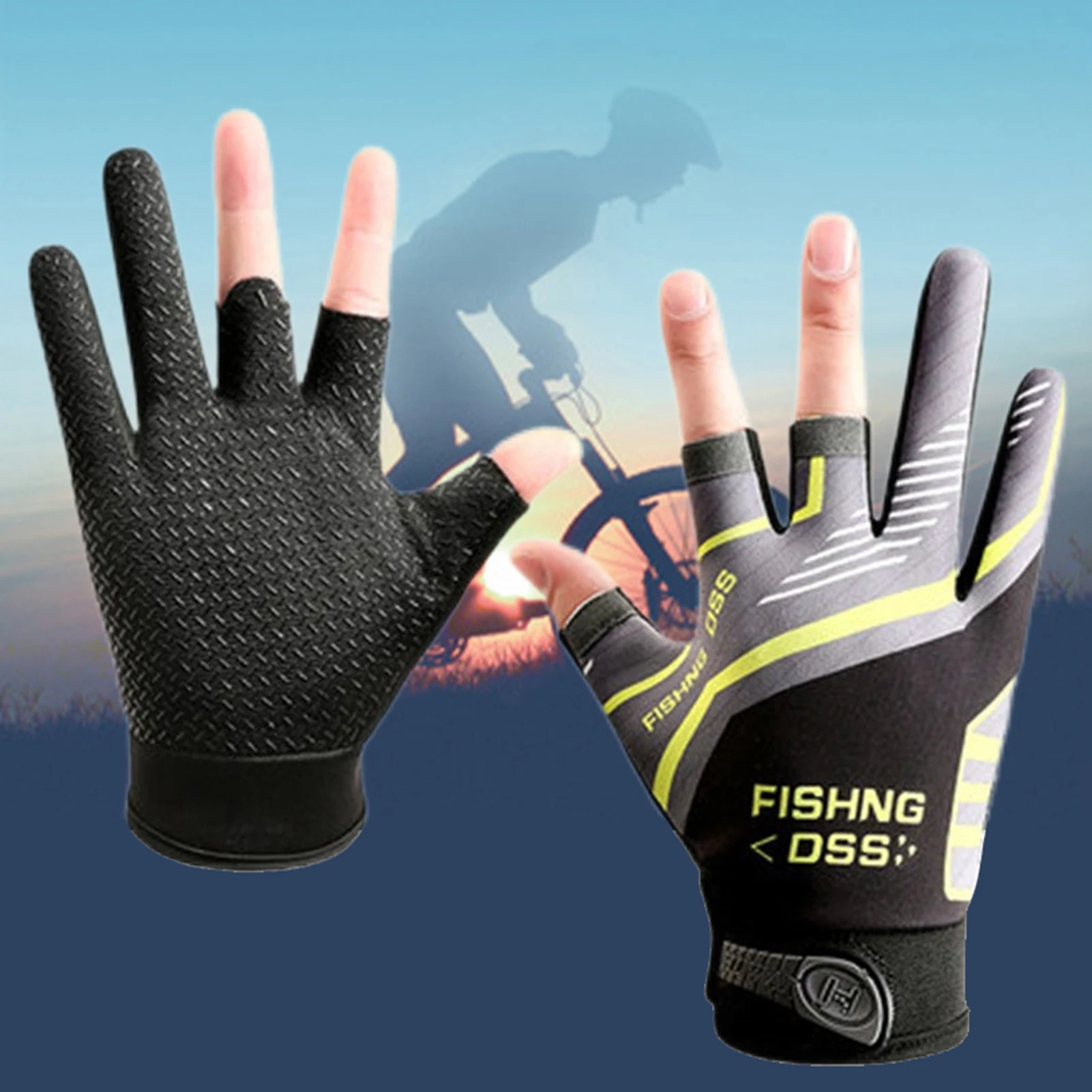 Fishing Cycling Gloves Men Summer Three Finger Cut Gloves for Fishing Sun Protection Male Anti-Slip Drive Breathable Thin Gloves