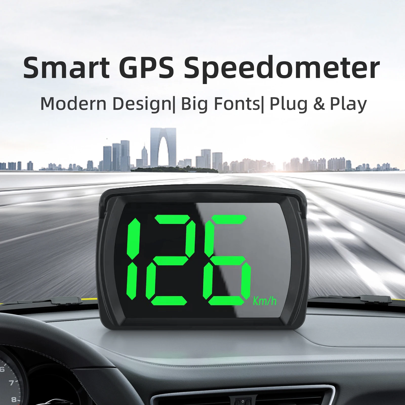 Y03 Big Font Car GPS Head Up Display Km/h MPH Speedometer Digital Speed Gauge Displayer Auto Electronic For Universal Vehicles