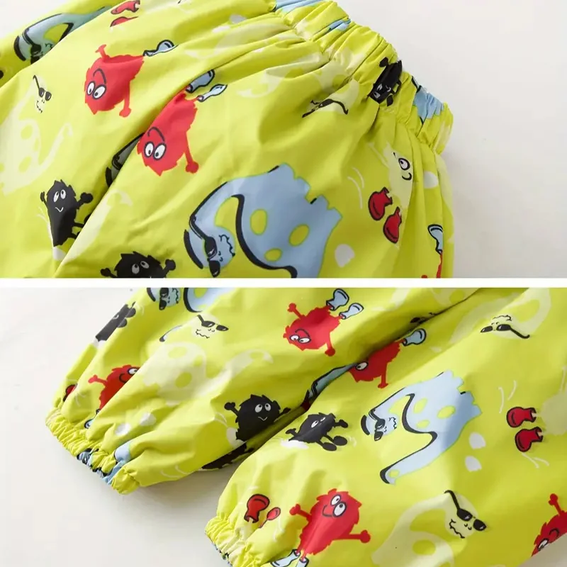 طفل بنين بنات معطف واق من المطر كم طويل مقنع سترة ديناصور معطف مقاوم للماء مع السراويل دعوى الاطفال سترة واقية ملابس خارجية غير رسمية