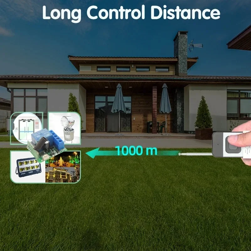 KEBIDUMEI DC12V 433MHz Wireless Relay Module 1000M RF Remote Control DIY Switch Receiver for Garage Curtain Home Appliance