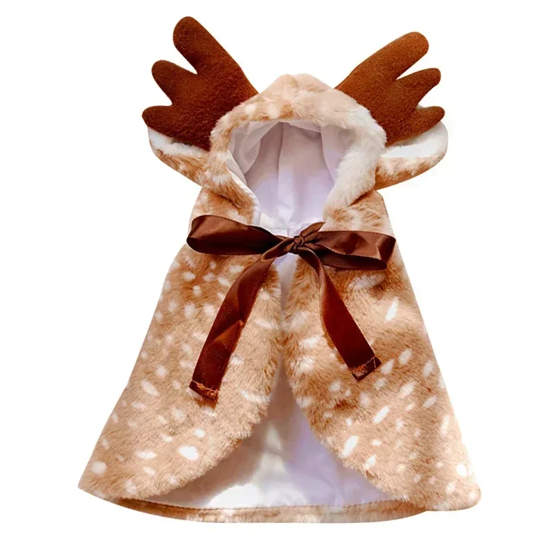 Pet Christmas Apparel Elk Cloak Dog Cat Warm Clothing Easy To Wear Clothes Hat Decorate Puppy Kitten Cape Pets Dress Up Winter