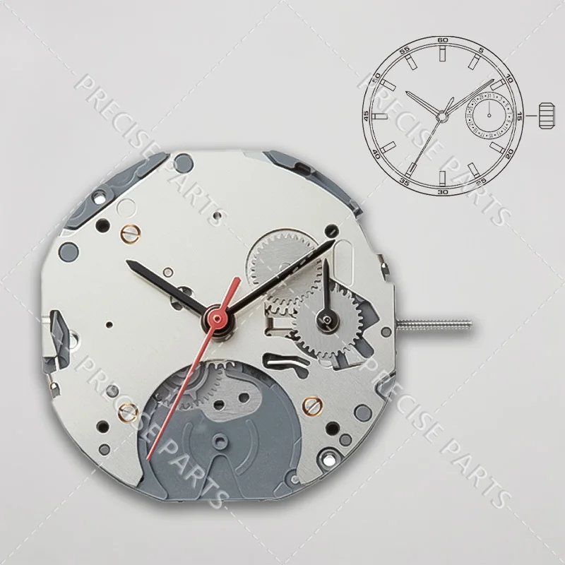 Cal.6P26-Montre à mouvement multifonctionnel, 1 œil (date), taille: 10, 1/2mm, 3.45mm