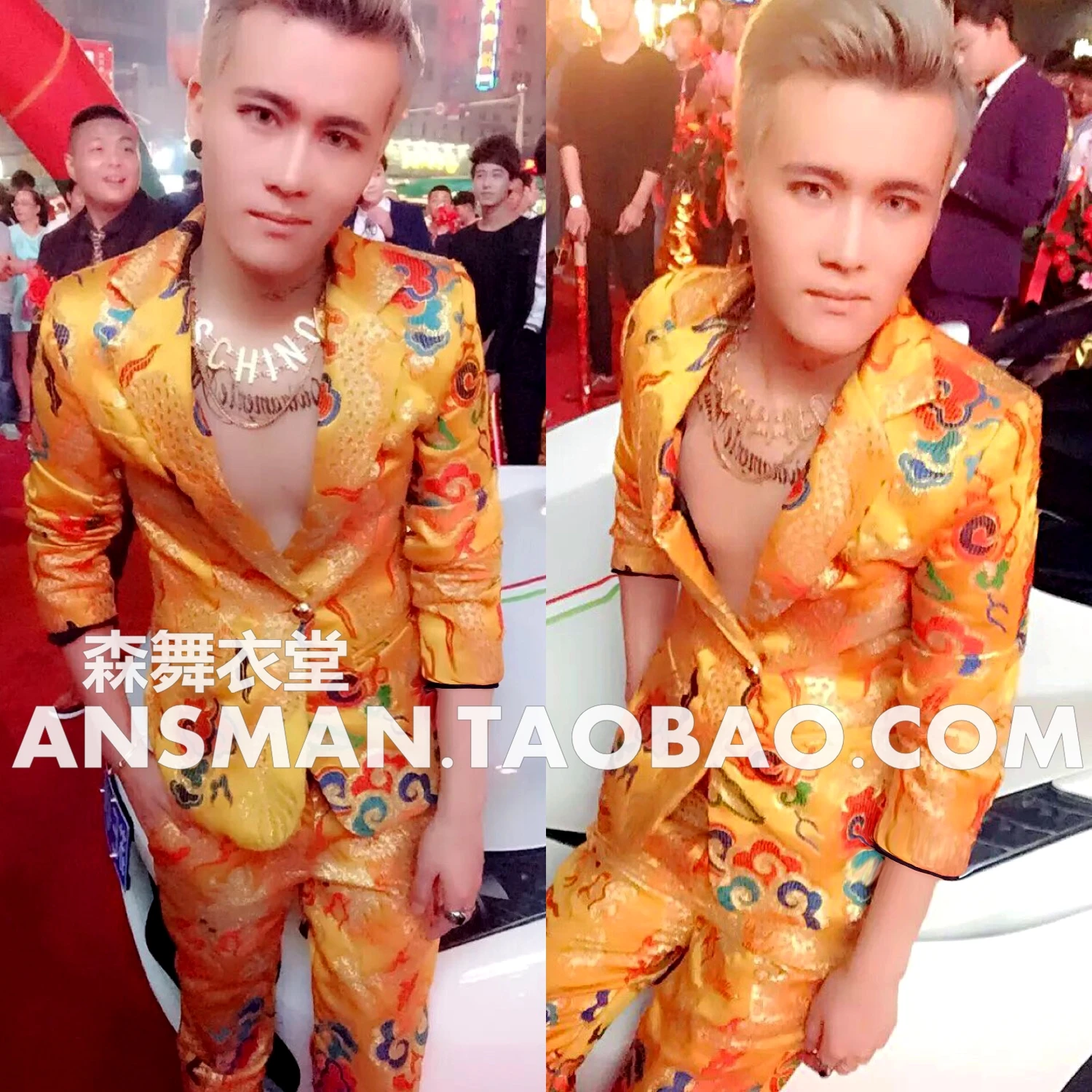 Hombres Slim club nocturno DJ Bars Blazer alta costura bata de dragón trajes abrigo trajes de cantante masculino ropa de escenario vestido Formal de moda