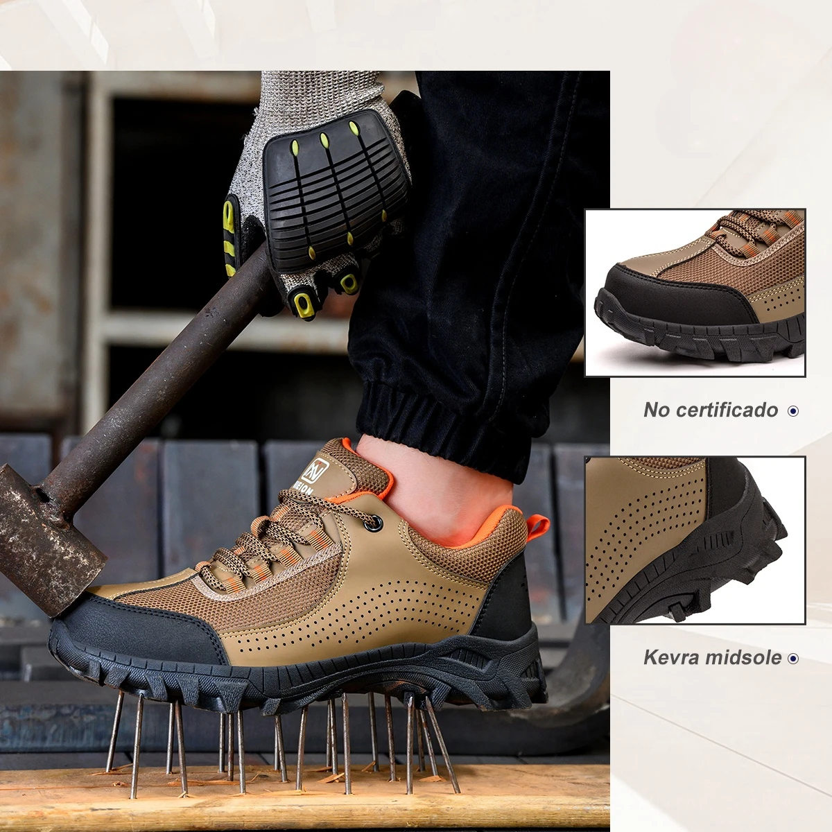 Zapatos de seguridad con punta de acero para hombre, calzado de trabajo Industrial, ANTIPERFORACIONES, con protección