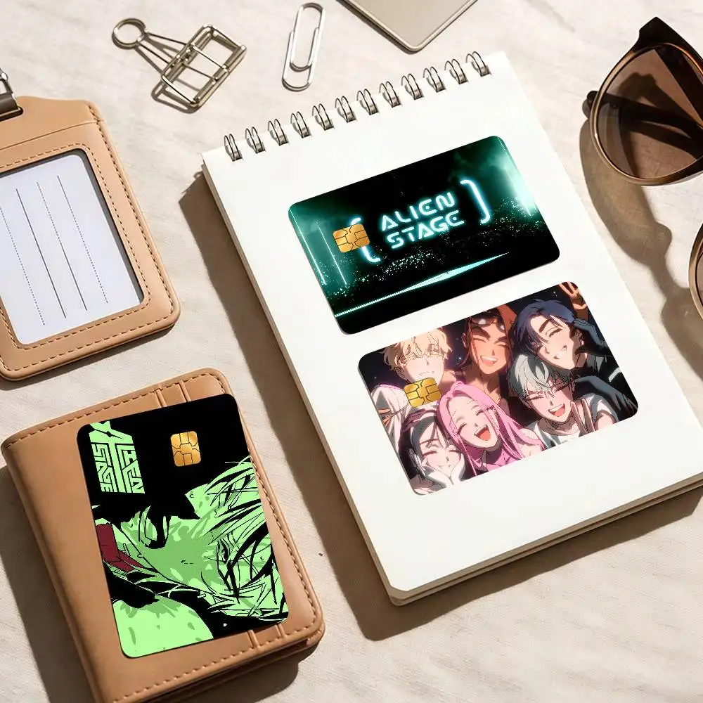 Alien Stage Anime Brooch  Cartoon Credit Card Skin Stickers For Bank Card Bus Metro Card Sticker Waterproof Women Gift