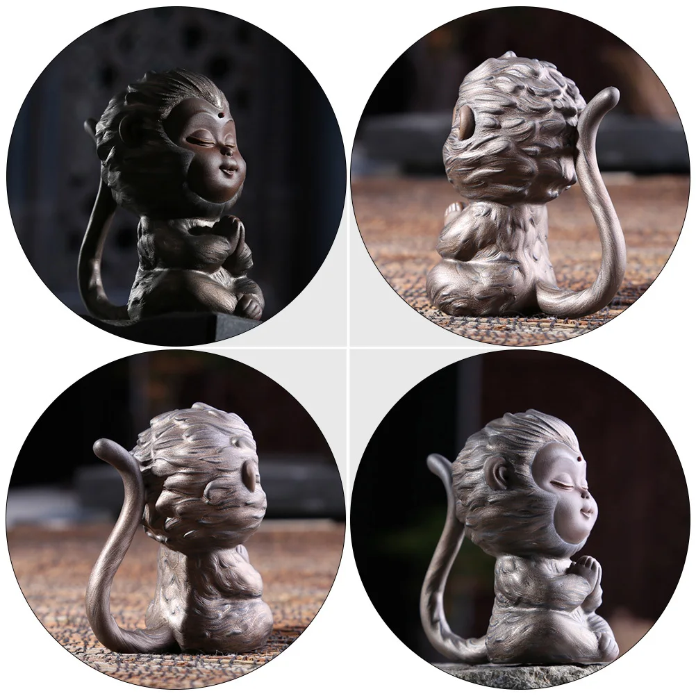 

Purple Clay Monkey Tea Pet Office Decor Animal Adornment Party Gift Ceramic Tea Time Accessory Decoration