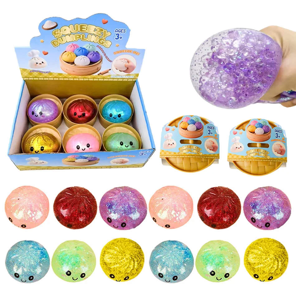 

Glitter Dumpling Squishies with Box - Sensory Dumpling Pressure Toy for Stress Relief Fun Squishy Toys for Adults And Kids