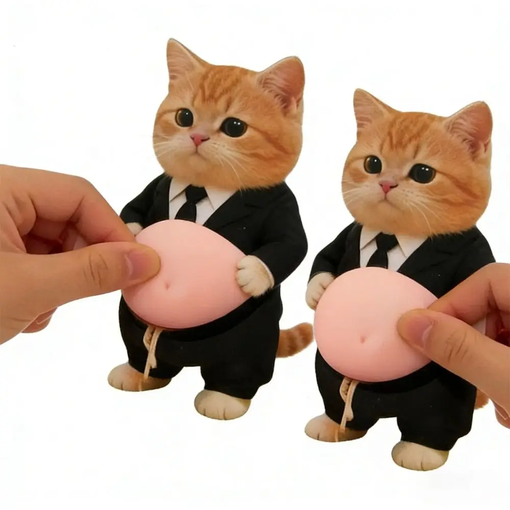 2Pcs Soft Silicone 3D Cat Belly Stickers Self-Adhesive Cartoon Kitten Soft Belly Sticker Bubble Sticker Phone Case Decoration