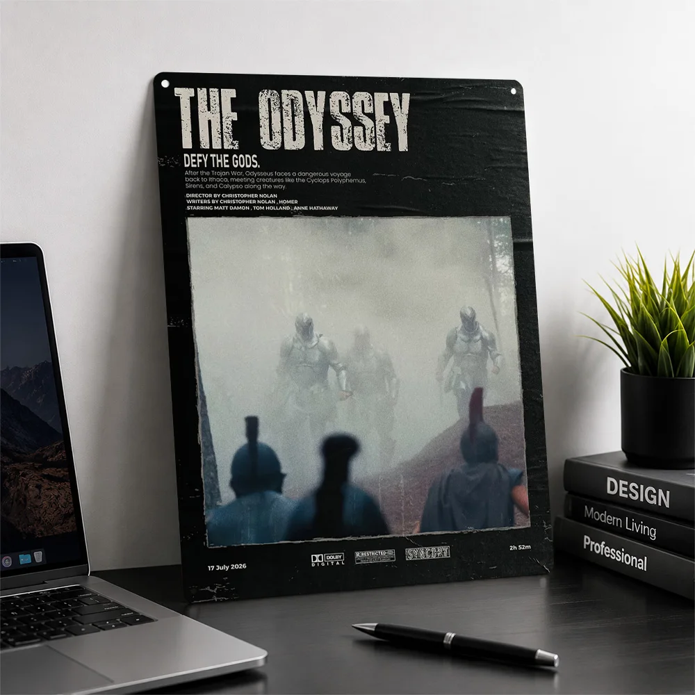 The Odyssey Movie Concept Personalized 3D Textured Metal Poster Wall Art Tinplate Sign for Bedroom Decoration Room Decor Luxury