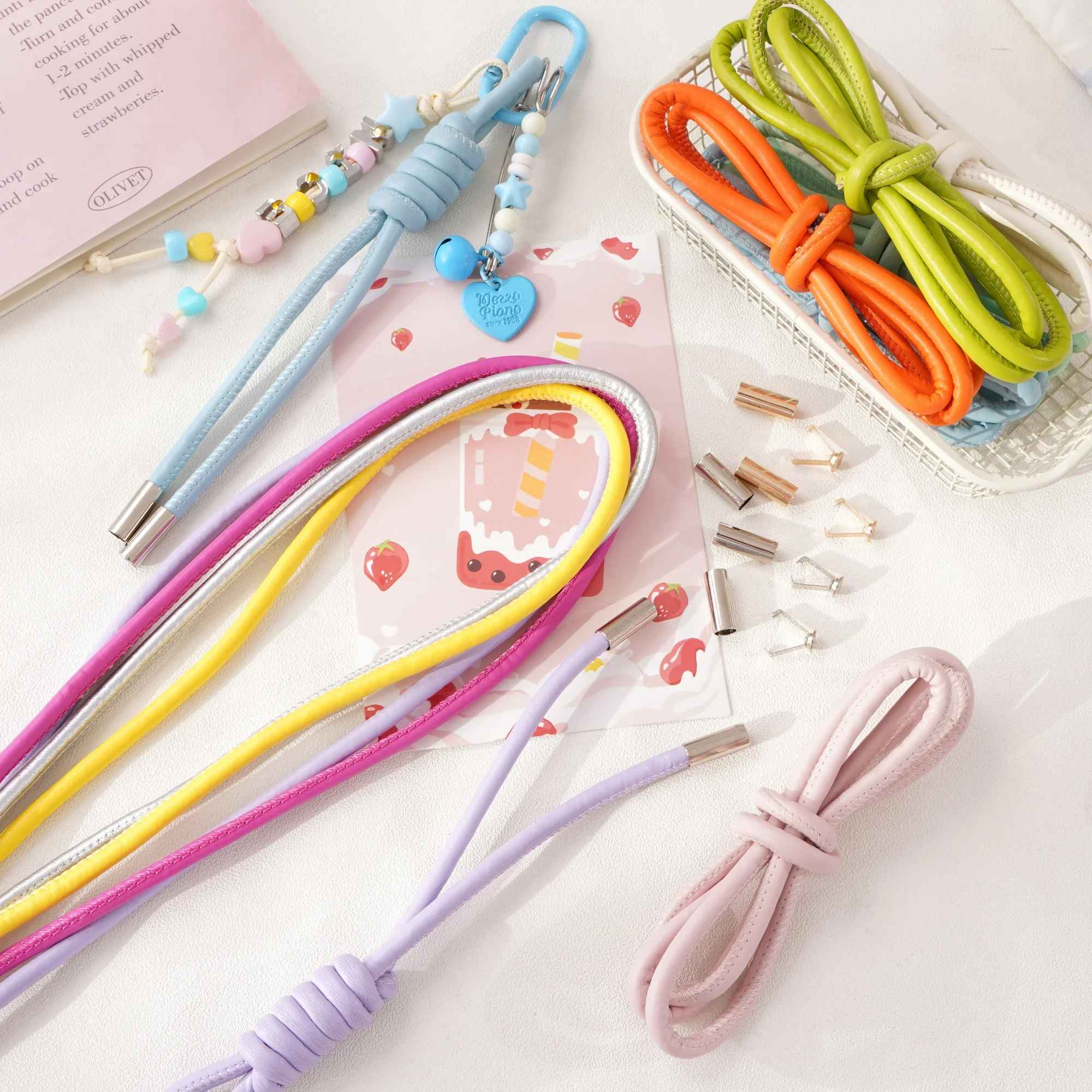 

1Meter 6mm Multi Colored PU Leather Rope DIY Handmade Material for Mobile Phone Chains Keychains Pendants Accessories