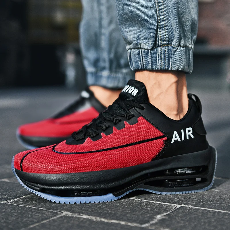 Zapatillas de correr con cojín de aire grande para hombre, zapatos de plataforma de suela gruesa, zapatos de papá, aumento de altura de 5 CM,