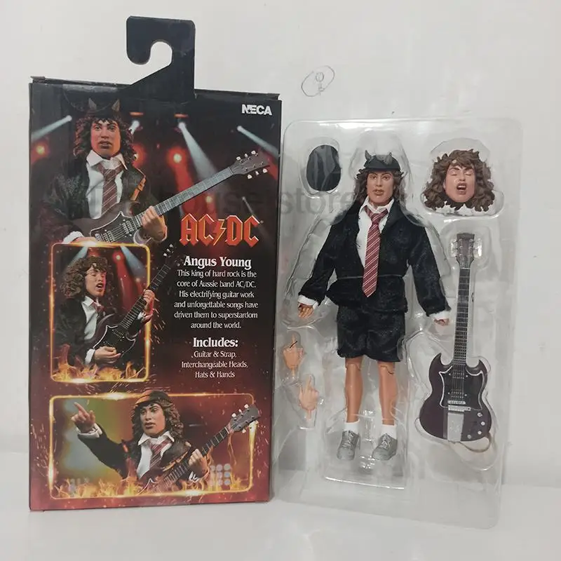 Figurka kolekcjonerska NECA Angus Young, wokalista zespołu Bon Scott, model akcji 8-calowy, zabawka do ekspozycji