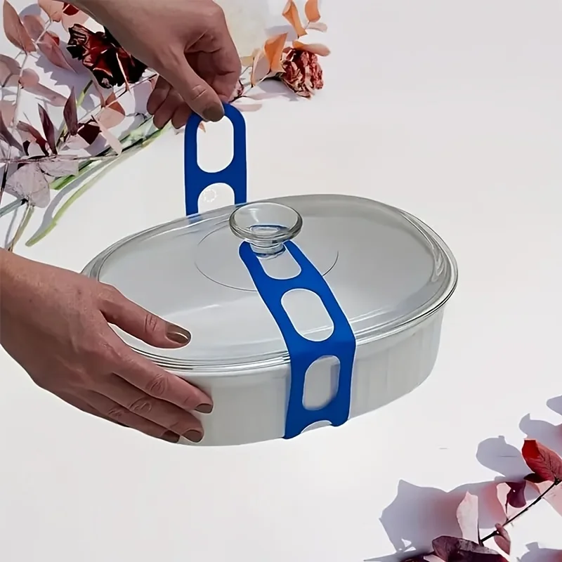 2PC Silicone lid strap, reusable universal lid fastener, suitable for slow cookers, clay pots, and frying pans